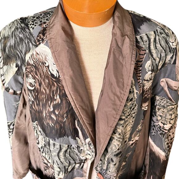 VINTAGE Adam Douglass Womens Puff Jacket Blazer Animal Print  Gray - Picture 4 of 9
